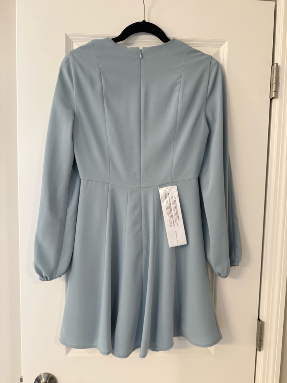 BCBG Powder Blue Midi Dress with Button-Shoulder Detail - Picture 2 of 2